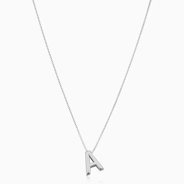Love Letter Initial Necklace | White Gold