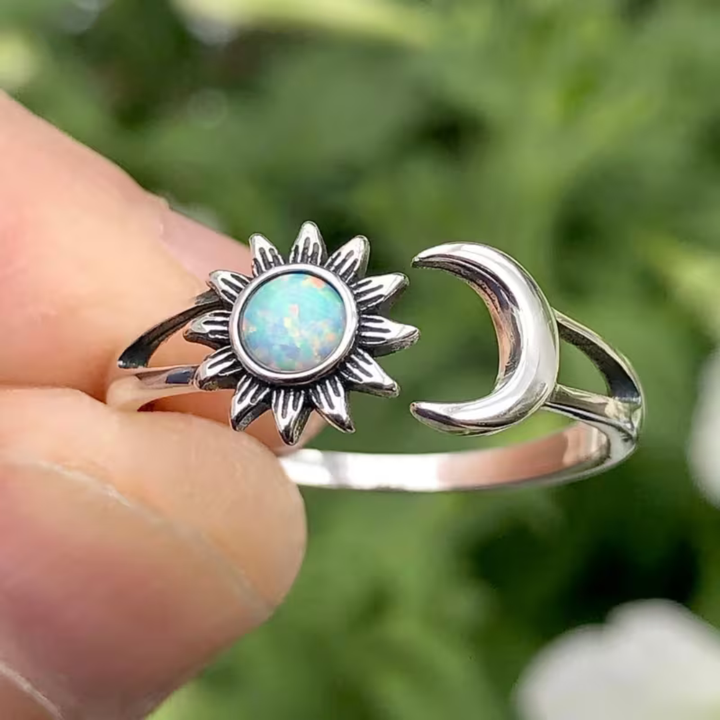Vintage Sun & Moon Opal Ring
