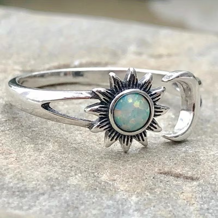 Vintage Sun & Moon Opal Ring