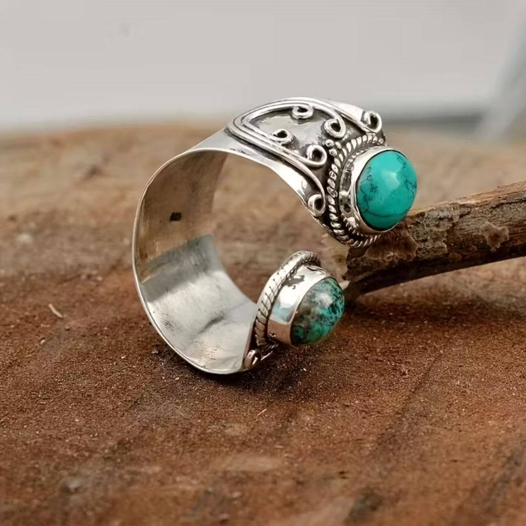 Vintage Boho Mosaic Gem Ring