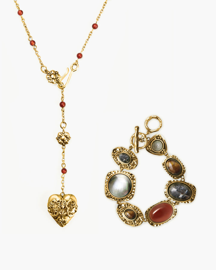 Charm Necklace And Bracelet Set