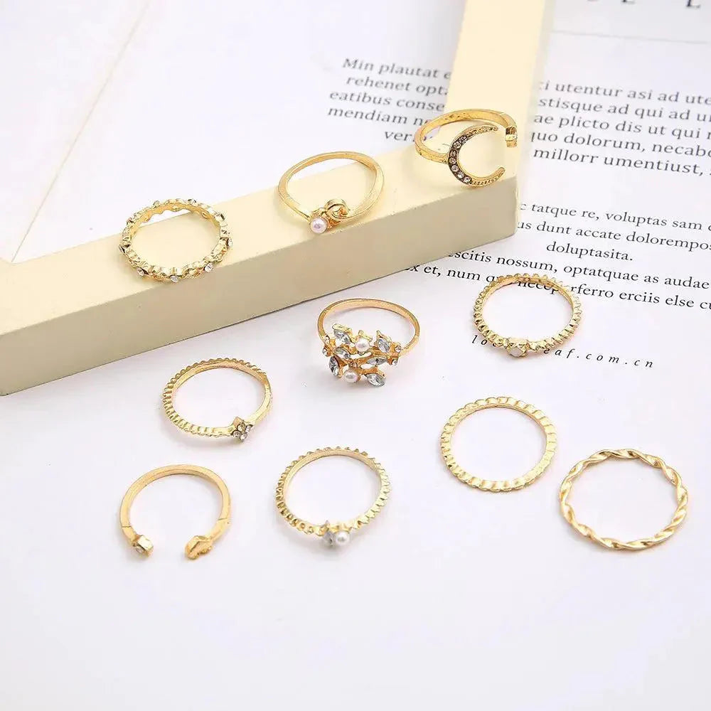 10-Pack Bohemian Silver and Gold-Plated Rings