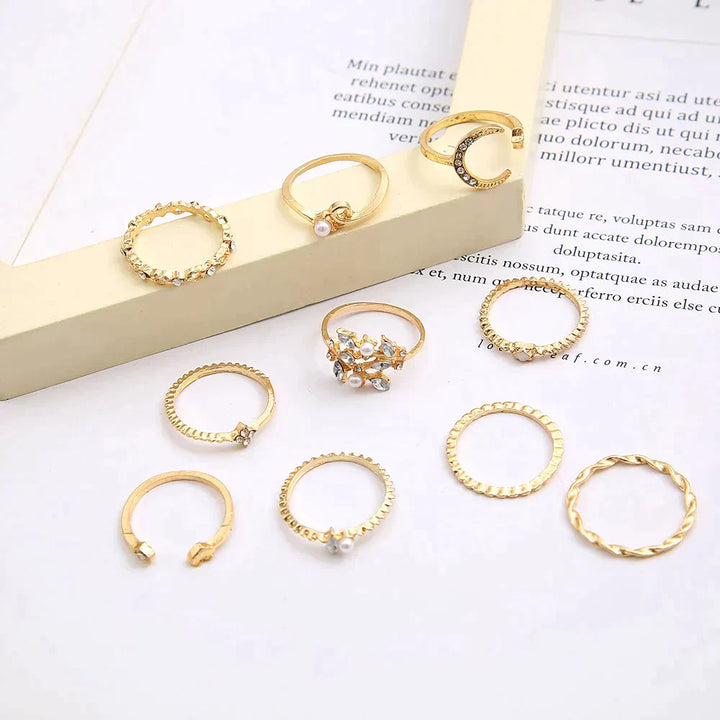10 Pack of Bohemian Gold Rings