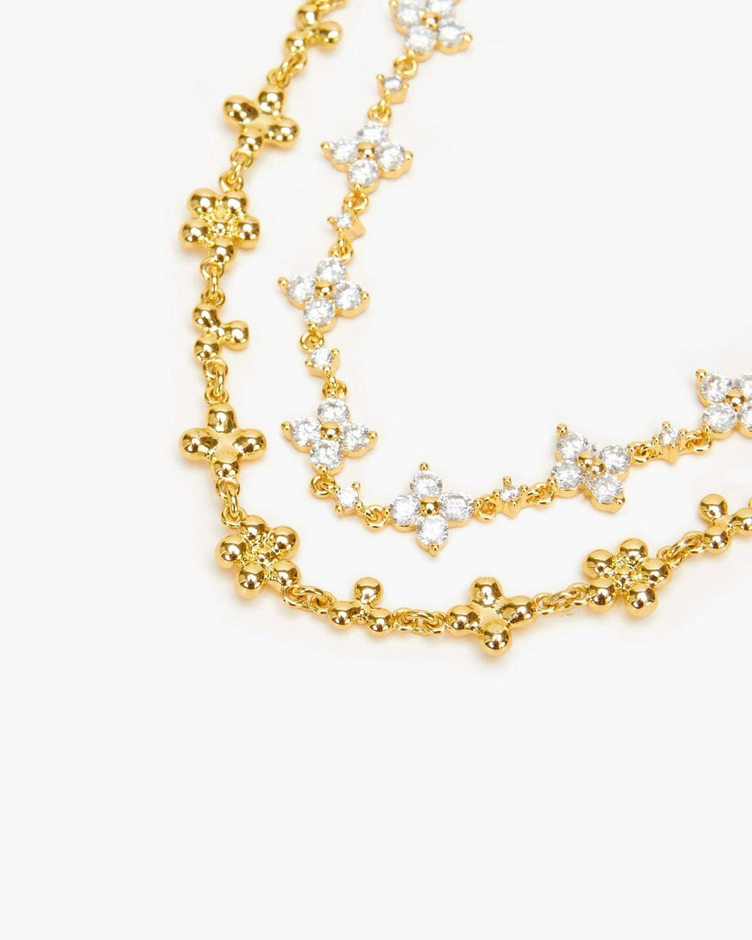 Floral Sparkle Bracelet Duo - Gold